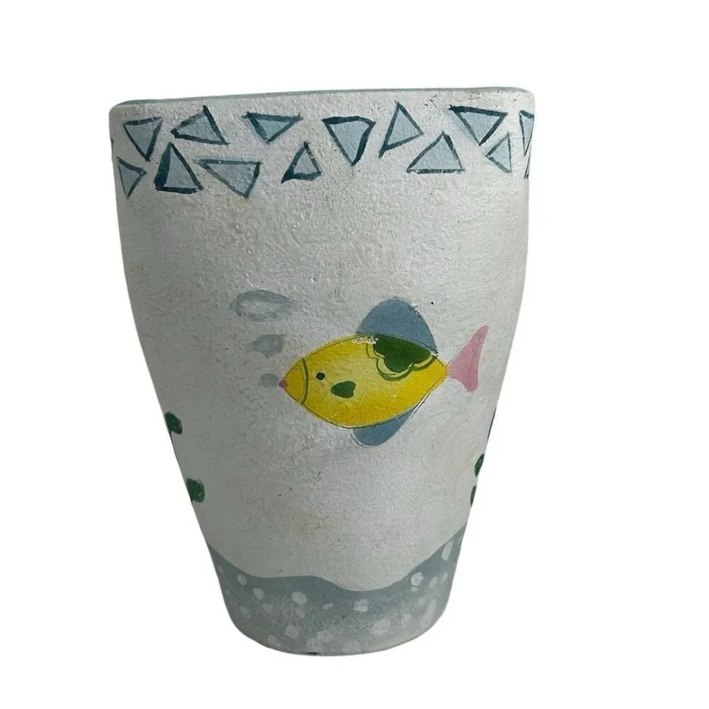 Vtg Asian Pottery Vase 7 3/4